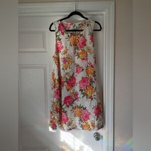 Floral Sleeveless Dress - Pink and Orange Cynthia Rowley 100% Linen Dress